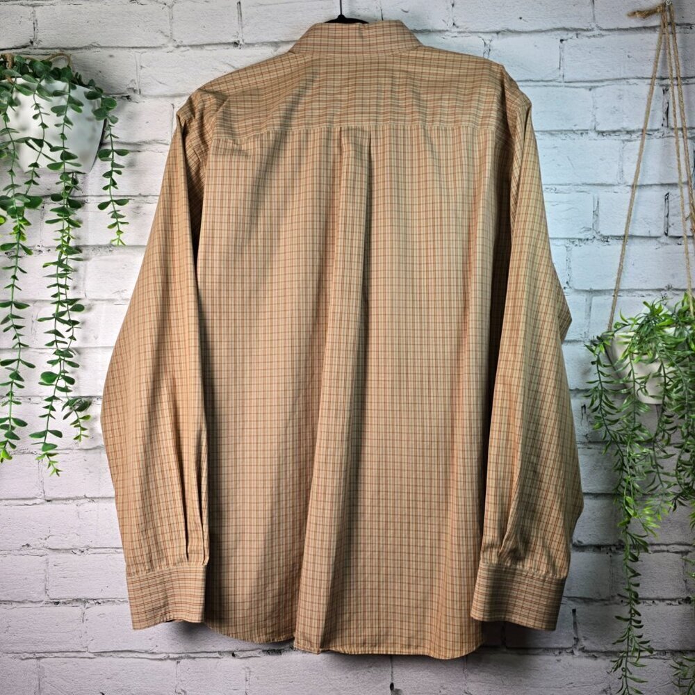 EDDIE BAUER RELAXED FIT WRINKLE RESISTANT LONG SLEEVE TAN PLAID SHIRT SIZE LARGE - Picture 4 of 8